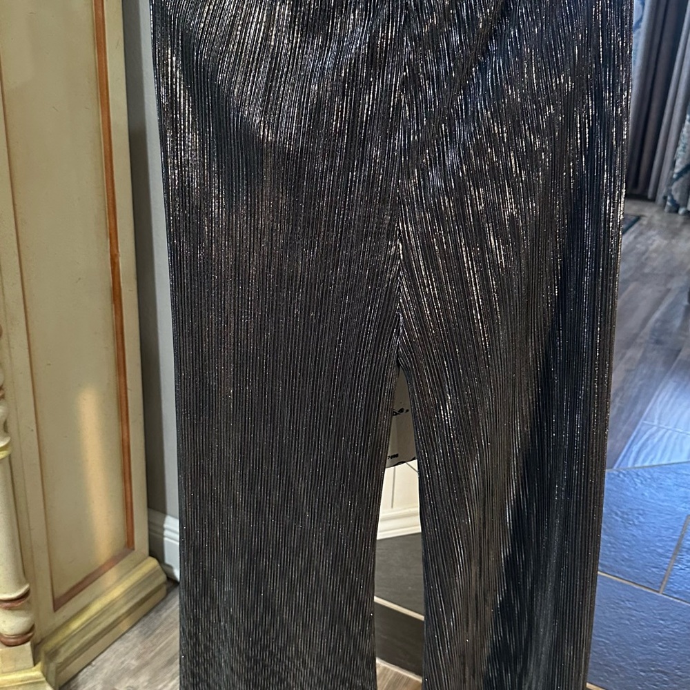 Shimmering Black Metallic Pants